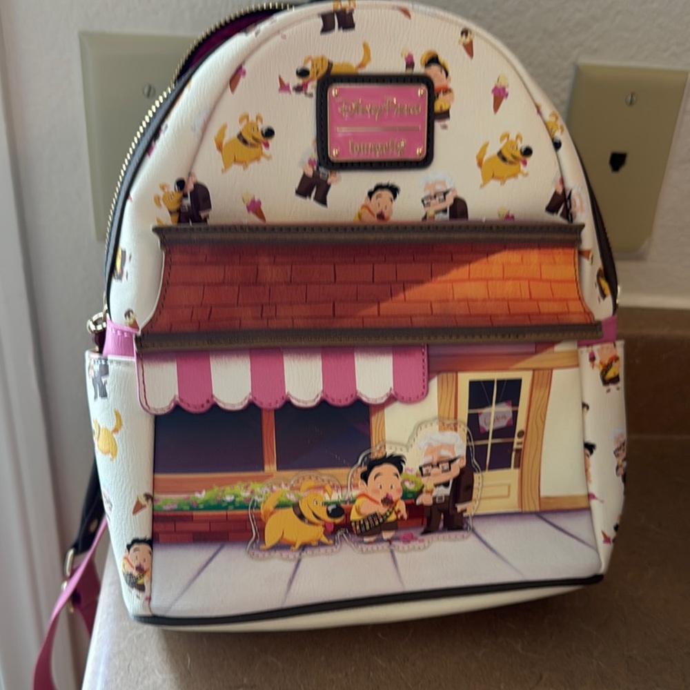 Loungefly White and Pink Cartoon Character Backpack